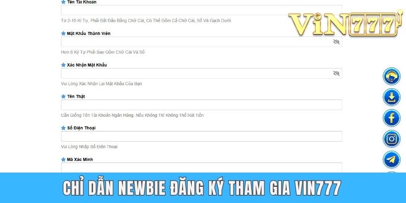 Chỉ dẫn newbie đăng ký tham gia VIN777