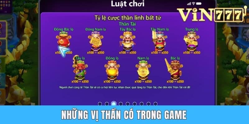 Những vị thần có trong game